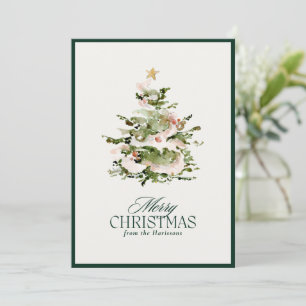 Watercolor Christmas Tree Holiday  green border
