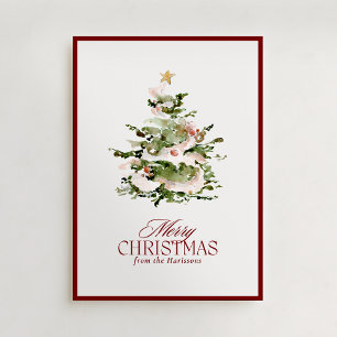 Watercolor Christmas Tree Holiday Non Photo Card
