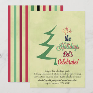 Watercolor Christmas Tree Holiday Party Invitation