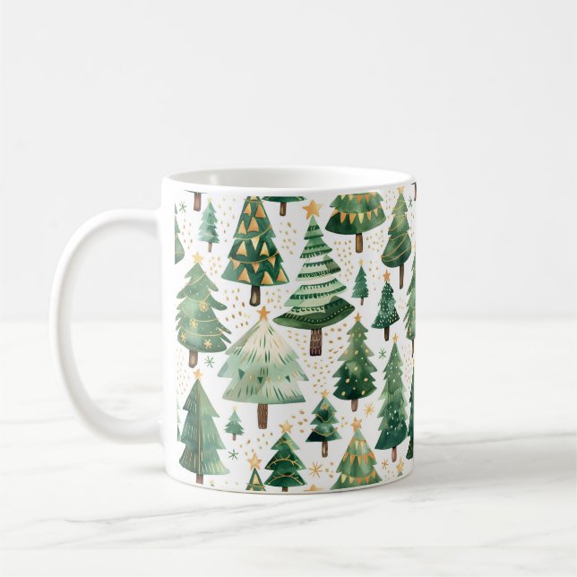 Watercolor Christmas Tree Mug (Left)
