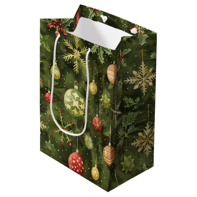  Watercolor  Christmas tree ornament Medium Gift Bag (Front Angled)