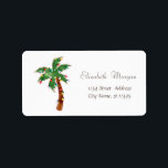 Watercolor Christmas Tree Palm String Lights Label<br><div class="desc">Adorable watercolor palm Christmas tree with string lights on white background. An elegant and sophisticated design. Customize with your name and address details.</div>
