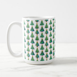 Watercolor Christmas Tree Pattern, Christmas Coffee Mug