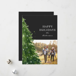 watercolor christmas tree photo holiday card