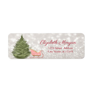 Watercolor Christmas Tree,Sleigh Bokeh