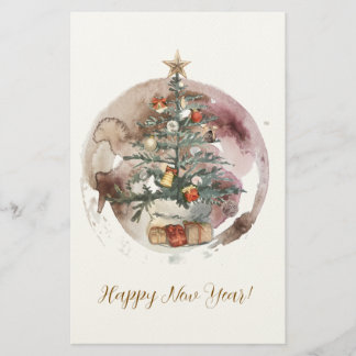 Watercolor Christmas Tree Stationery