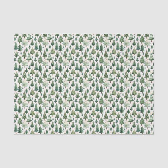 Watercolor Christmas Tree Tissue Paper  (Front)