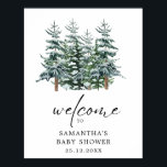 Watercolor Christmas Tree Winter Baby Shower  Poster<br><div class="desc">Watercolor Christmas Tree Winter Baby Shower Invitation</div>