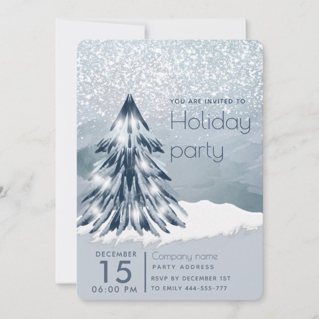 Watercolor Christmas tree winter holiday company  Invitation (Front)