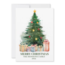 Watercolor Christmas Tree with Gifts