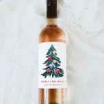 Watercolor Christmas Tree with Ornaments Holiday Wine Label<br><div class="desc">Elegant,  holiday wine labels featuring a painted watercolor Christmas tree with yellow,  red,  and turquoise ornaments. The phrase "Merry Christmas" is displayed below in a red text. Personalize the Christmas tree wine labels by adding a custom greeting and your name.</div>