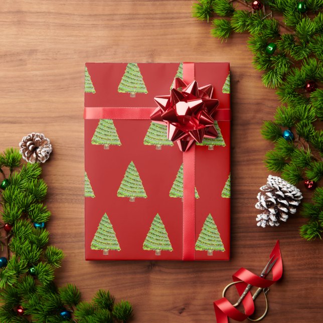 Watercolor Christmas Tree Wrapping Paper (Holiday Gift)