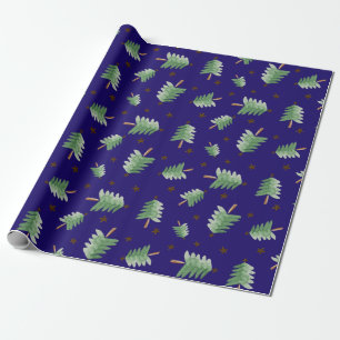 Watercolor Christmas tree wrapping paper