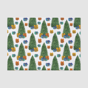 Watercolor Christmas Trees and Gift Boxes  Tissue Paper