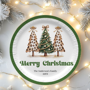 Watercolor Christmas Trees Editable Name Paper  Plate