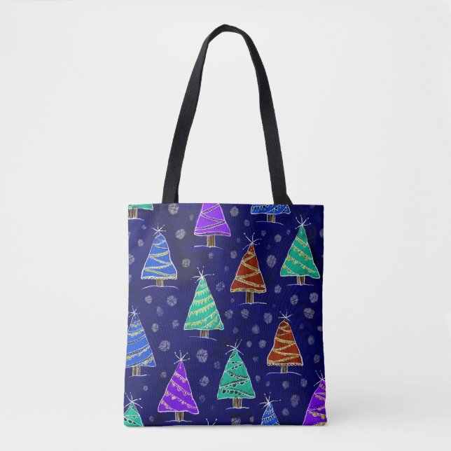 Watercolor Christmas Trees: Forest Pattern. Tote Bag (Front)
