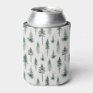 Watercolor Christmas Trees Holiday Pattern Can Cooler