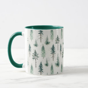 Watercolor Christmas Trees Holiday Pattern Mug