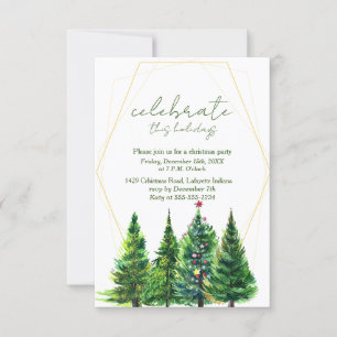 Watercolor Christmas Trees Party Invitation