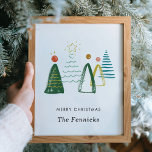 Watercolor Christmas Trees Personalized Wall Art<br><div class="desc">Add a personalized cheer to your walls this holiday season with this beautiful watercolor art print featuring Christmas trees paired with your greeting and family name(s).</div>