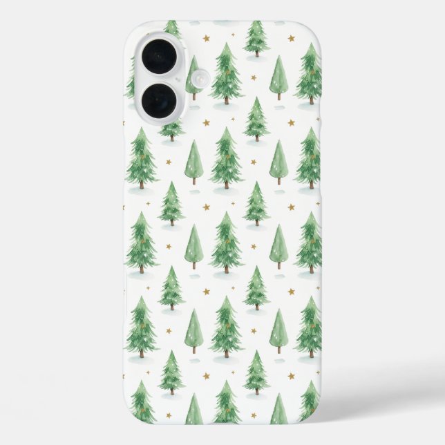 Watercolor Christmas Trees Seamless Pattern Case-Mate iPhone Case (Back)