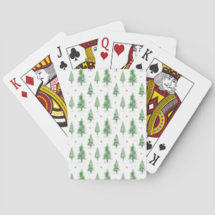 Watercolor Christmas Trees Seamless Pattern Playing Cards