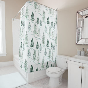 Watercolor Christmas trees. Winter forest.