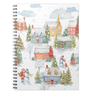 Watercolor Christmas Village Notebook