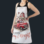 Watercolor Christmas Vintage Truck and Barn  Apron<br><div class="desc">Watercolor Christmas Vintage Truck and Barn Apron 
Home & Living > Kitchen & Dining > Table & Kitchen Linens > Aprons</div>