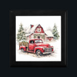 Watercolor Christmas Vintage Truck and Barn  Gift Box<br><div class="desc">Watercolor Christmas Vintage Truck and Barn gift box
Crafts & Party Supplies > Gift Wrapping Supplies > Gift Boxes</div>