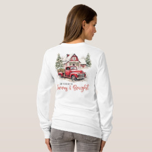 Watercolor Christmas Vintage Truck and Barn T-Shirt