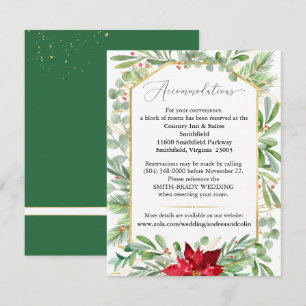 Watercolor Christmas Wedding Accommodations Card