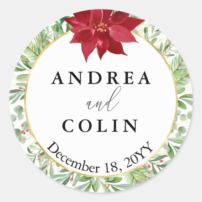Watercolor Christmas Wedding Envelope Seal (Front)
