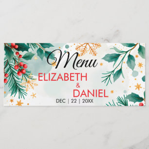 Watercolor Christmas Wedding Menu
