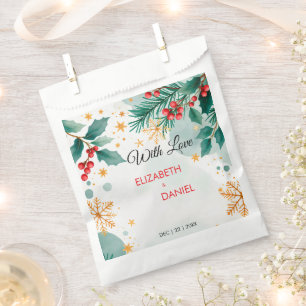 Watercolor Christmas Wedding with Holly Favour Bag