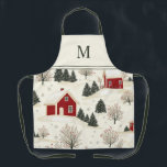 Watercolor Christmas Winter Monogrammed  Apron<br><div class="desc">Watercolor Christmas Winter Monogrammed Apron</div>
