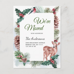 Watercolor Christmas Winter Moving Announcement Postcard