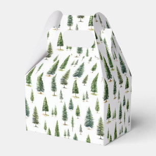 Watercolor Christmas Winter Trees Pattern Green Favor Box