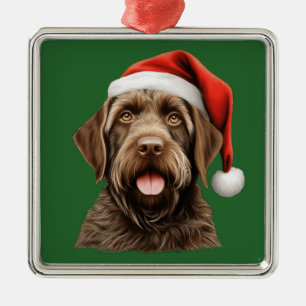 Watercolor Christmas Wirehaired Pointing Griffon Metal Ornament