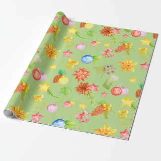 Watercolor Christmas Wrapping Paper Green