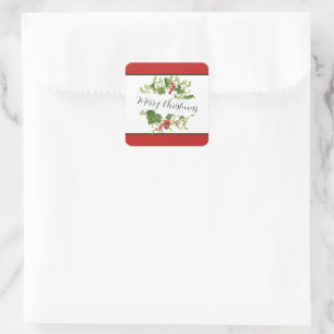 Watercolor Christmas wreath custom Holiday  Square Sticker