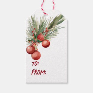 Watercolor Christmas Wreath   Gift Tags