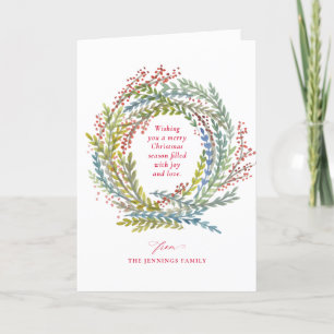 Watercolor Christmas Wreath Holiday Card