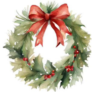 Watercolor Christmas Wreath Holiday Card