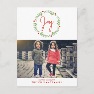 Watercolor Christmas Wreath Holiday Postcard