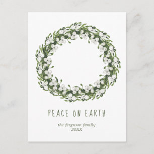 Watercolor Christmas Wreath Holiday Postcard