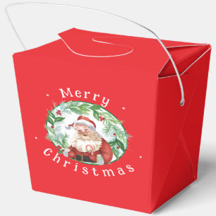 Watercolor Christmas Wreath Santa North Pole Sq Favor Box