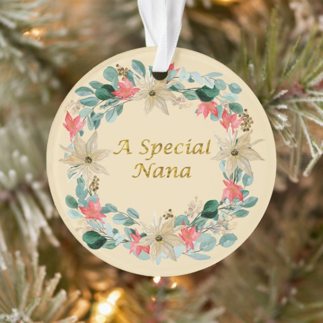 Watercolor Christmas Wreath Special Nana Ornament (Tree)