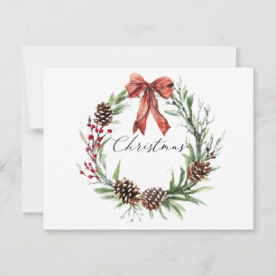 Watercolor Christmas Wreath Topography Holiday Card