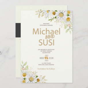 watercolor chrysanthemum wedding invitation